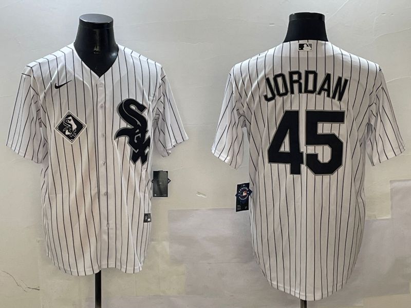 Men Chicago White Sox #45 Jordan White Stripe Game 2025 Nike MLB Jersey style 5->houston astros->MLB Jersey